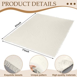 Hahafelt 91 x 71 Extra Large Outdoor Picnic Blanket Woven Cotton Yarn Oversize Beach Blanket with Fringe Bohemia Machine Washable Sandproof Portable for Spring Summer Camping Beach (Beige)