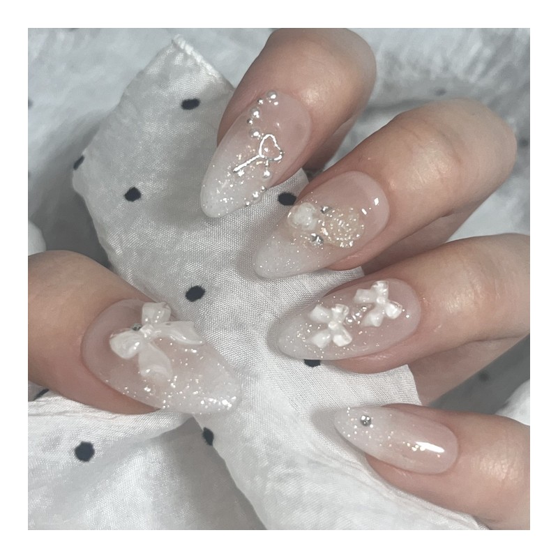 Holiday Secret Handmade Nail Tips - Long Almond / 홀리데이