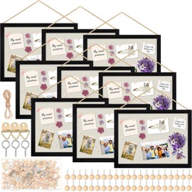 Teling 9 Pack Wood Bulletin Boards with Linen 12''x 16'' Cork Board for Walls with 90 Pushpin Decorative Wood Framed Display for Classroom School Office Bedroom(Black)