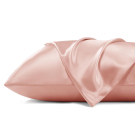 Bedsure Satin Pillowcase for Hair and Skin - Coral Zipper Pillow Cases Queen Size Set of 2, Similar to Silk Pillow Cases, Silky &Super Soft Cooling Pillow Covers, Gifts for Her or Him, 20x30 Inches