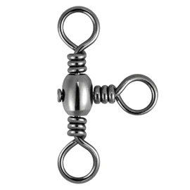 Dr.Fish - Paquete de 30 anillos de pesca giratorios de 3 vías sólidos, para bagre, giratorios, triples giratorios, barriles de agua dulce, aparejos de pesca de 3 vías, conector de 65 libras