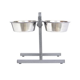 Iconic Pet 8-Cup Adjustable Stainless Steel Pet Double Diner, 64-Ounce