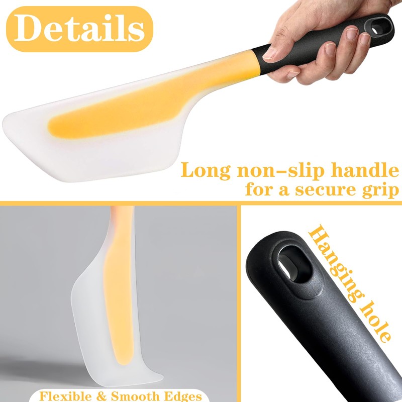 Bigwinyep Omelette Spatula, Silicone Spatula Flipper, Heat Resistant Omelette Turner