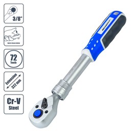 Haskyy CUK38-19 Telescopic Ratchet 10 mm (3/8 Inch) 224-322 mm Reversible Ratchet Extendible Fine-Toothed Telescopic Ratchet Wrench