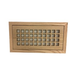 4 Inch x 10 Inch White Oak Hardwood Vent Floor Register Flush Mount with Frame, Eggcrate Style, Unfinished