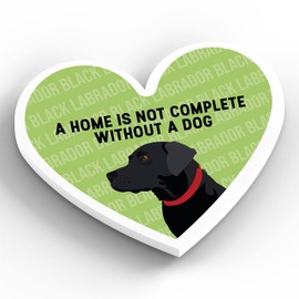 Global Designs Black Labrador Home Without A Dog Katie Pearson Artworks Heart Shaped Wooden Magnet
