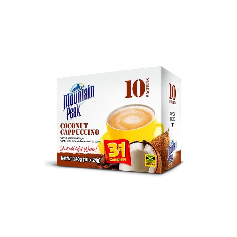 Jamaica Mountain Peak Coconut Cappuccino 3 in 1 Instant Coffee