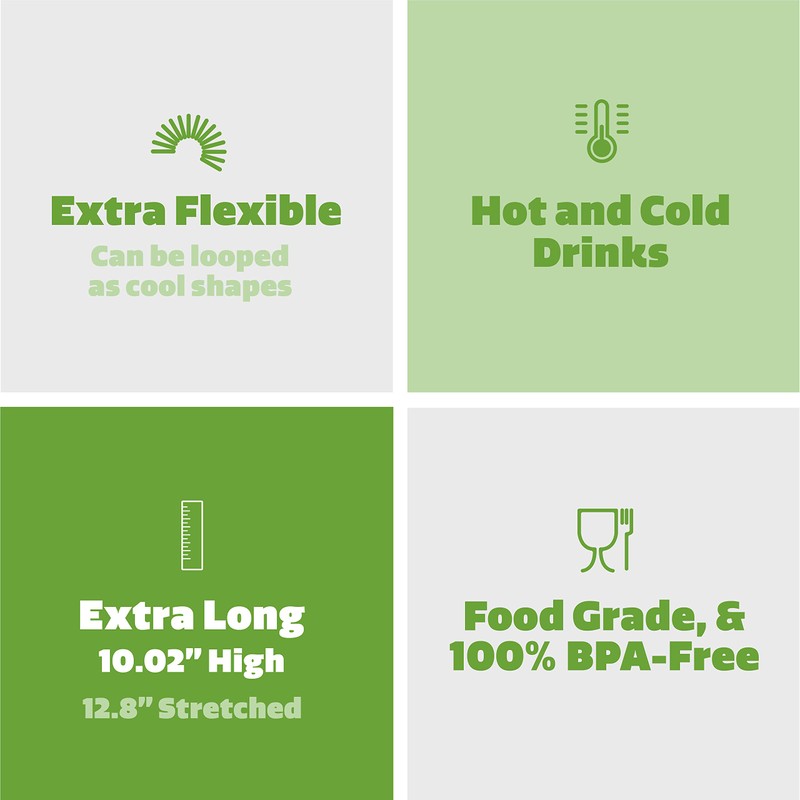GUSTO [200 Pack] 10.02"High Long Flexible Straws, Disposable Plastic Drinking