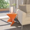 LeisureMod Randolph Modern Plastic Triangle End Table in Orange