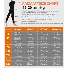 AMZAM® Medias de compresión para mujeres y hombres, sin pies, opacas, soporte firme de 15-20 mmHg, medias de compresión graduadas, ayudan a aliviar la hinchazón del edema de las venas varicosas, lactancia, color negro, XL