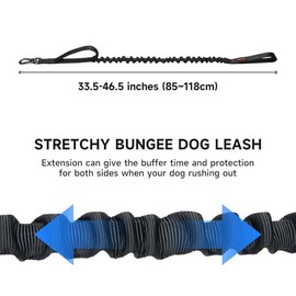 EXCELLENT ELITE SPANKER Correa de Perro elástico táctico Correa de Entrenamiento para Perros de la policía Militar Cuerda elástica con 2 manijas de Control(Negro)