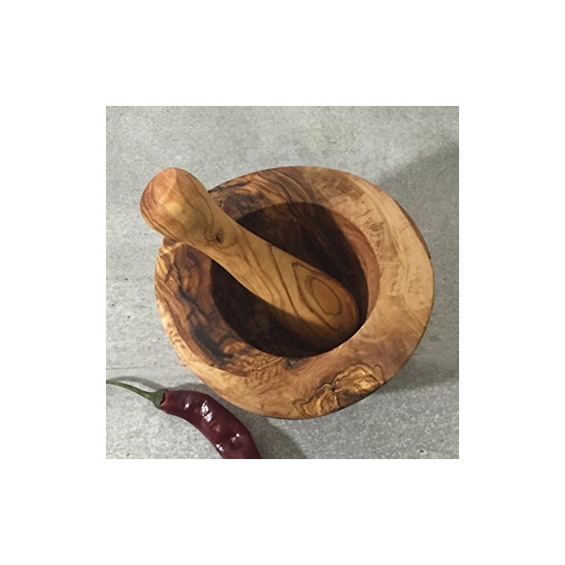 Mortar and Pestle Olive Wood LARGE/Wooden Mortar Set, rustic, handmade