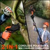 2-IN-1 Cordless Pole Saw & 8" Mini Chainsaw Battery Powered,