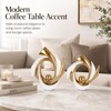 White and Gold Abstract Ceramic Sculpture Set of 2, Modern