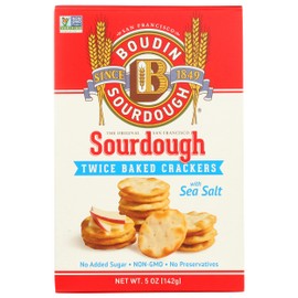 Boudin Sourdough Twice Baked Crackers With Sea Salt, Non GMO, 5 Ounces (Pack Of 12)