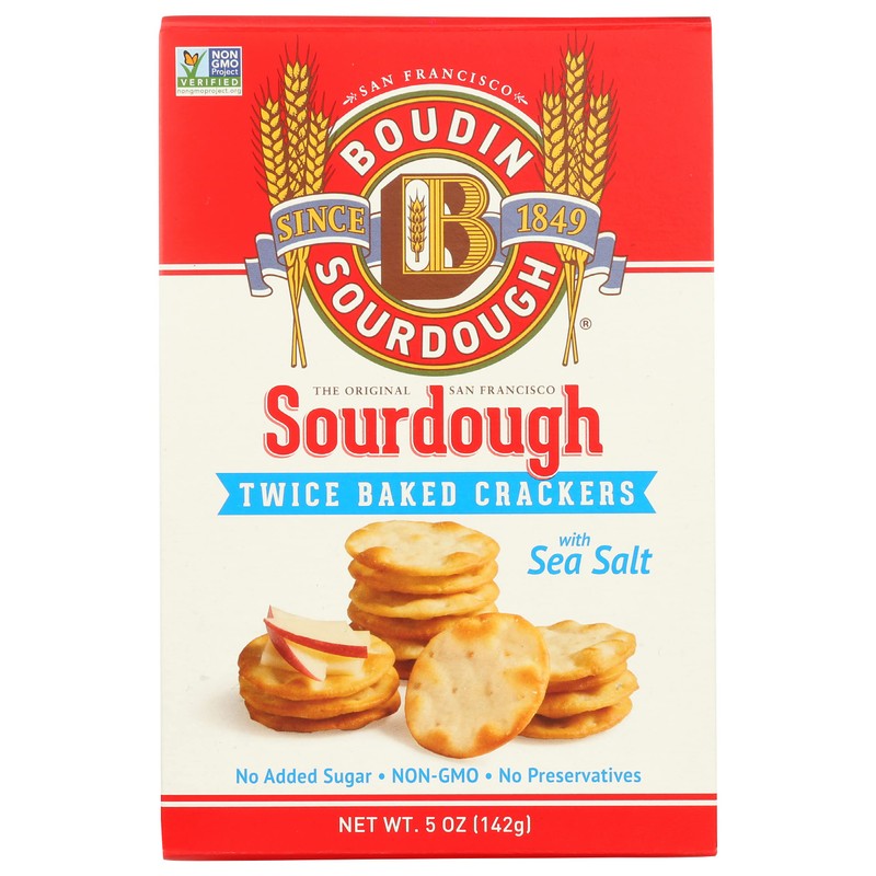 Boudin Sourdough Twice Baked Crackers With Sea Salt, Non GMO,