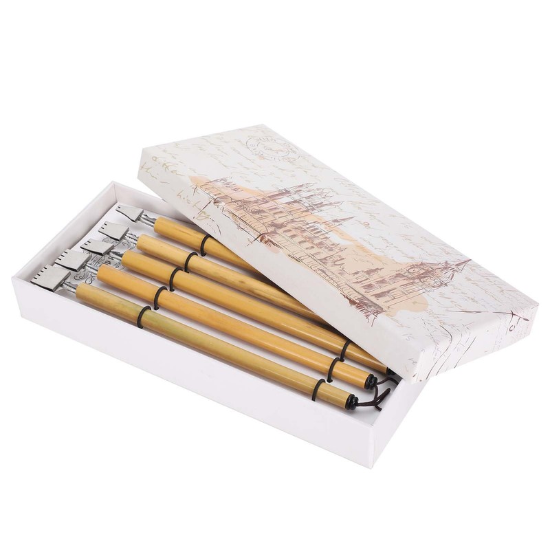 Fockety Calligraphy Pen, Natural Bamboo Material, 5 Pieces, School Supplies,