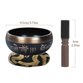 DiDiBirDi Singing Bowl 9 cm Singing Bowl with a Striker and a Cushion Easy to Play, Handmade in Nepal Meditation and Relaxation