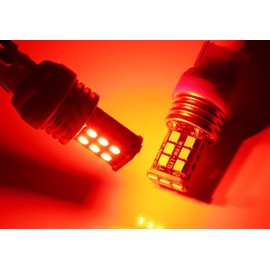 iJDMTOY Strobe/Flashing Featured Red 15-SMD 7443/T20 Replacement Bulbs Compatible With Brake/Tail Lights