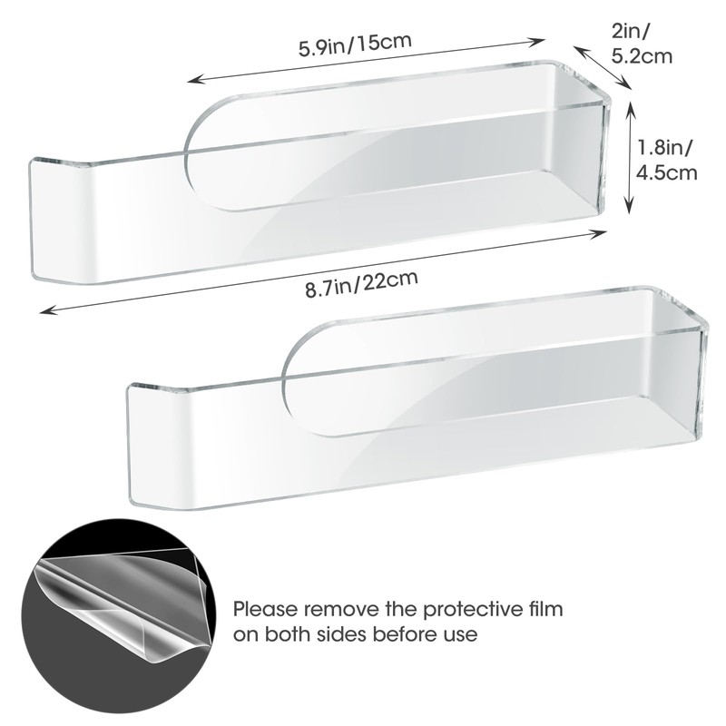 NiHome Wall Mount Clear Acrylic Hand Towel Racks 2-Pack for