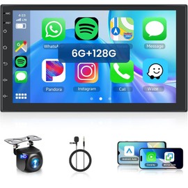 [6G+128G] 8-Core Android Car Radio 7 inch Wireless CarPlay Wireless Android Auto Double DIN Radio, Hodozzy Touch Screen Car Radio with Bluetooth,GPS,WiFi,DSP AM/RDS/FM Radio MirrorLink,with Camera