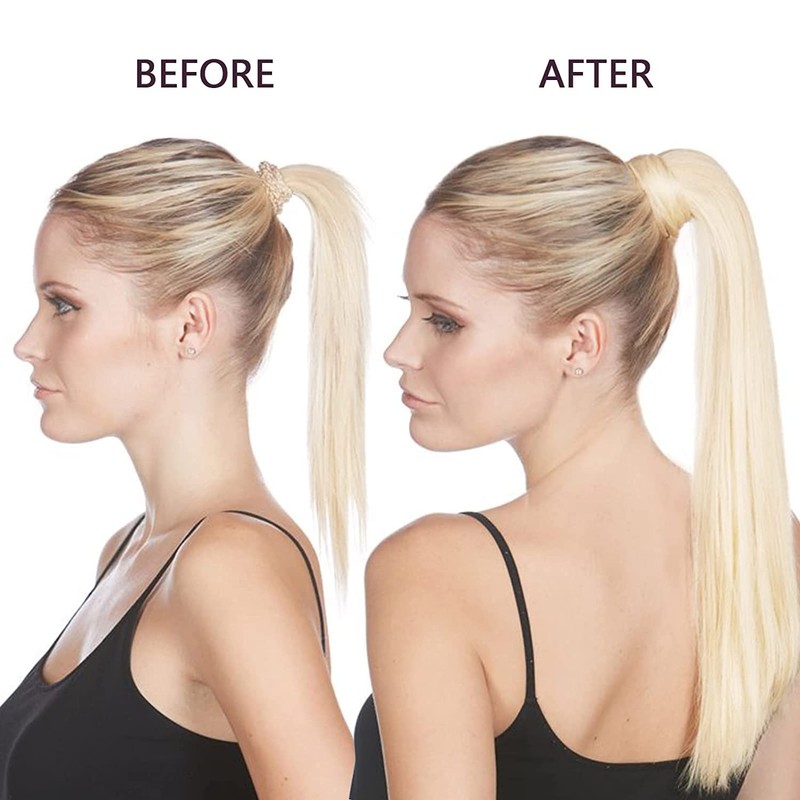 RUNATURE Ponytail Extensions Human Hair Blonde 18 Inch Ponytail Hair