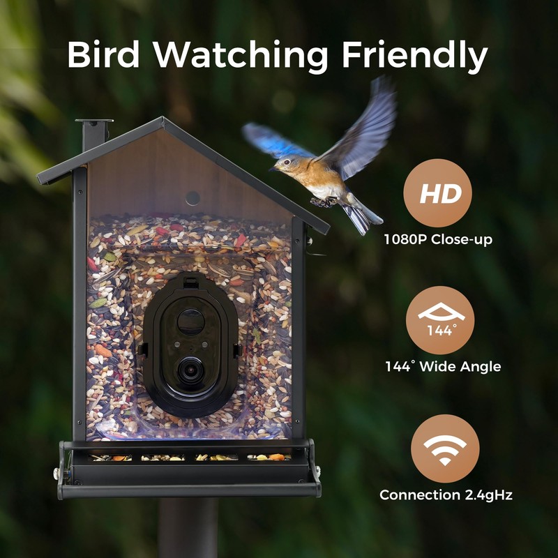 TT Nature Upgrade Squirrel-Proof Bird Feeder with Camera, Solar Powered,