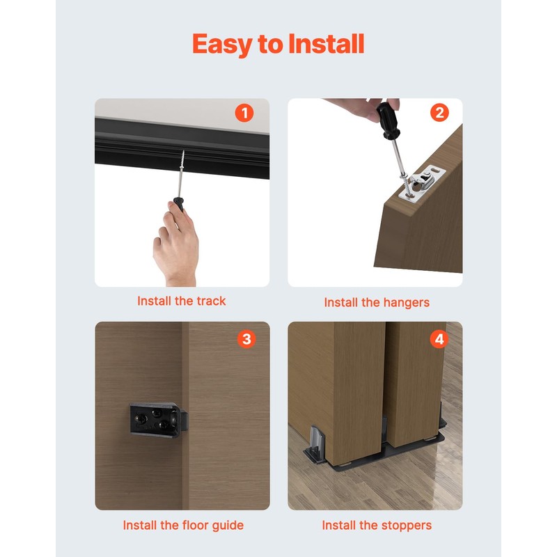 VEVOR Bypass Door Hardware, 4ft Heavy Duty Bypass Sliding Door