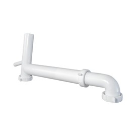 Highraft Plastic Telescope End Waste Outlet with Branch, Direct Connect 1-1/2" x 11"-17" Telescopic Waste Arm with Leak-Tight Washer for Kitchen Sink Tubular Drain Applications, White