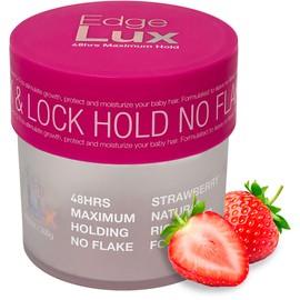 Lux Collection Edge Lux Edge Control Wax 48 Hour Maximum Hold No Flaking Natural Ingredients Scented Conditioning Styling Hair Gel Tamer (10.5 Ounce (Pack of 1), Strawberry)