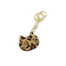 Paris Kids Key Chain Bag Charm Cat Key Ring Cat Cat Face Tortoise Shell Plate Animal, Leopard Print