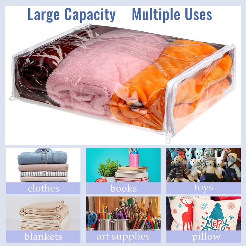 Kingdder 12 Pcs Clear Vinyl Zippered Storage Bags 15.8 x