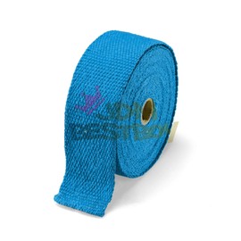Blue Exhaust Pipe Insulation Thermal Heat Wrap 2" x 50' Motorcycle Header Protection Fiberglass Heat Shield 6X Stainless Ties