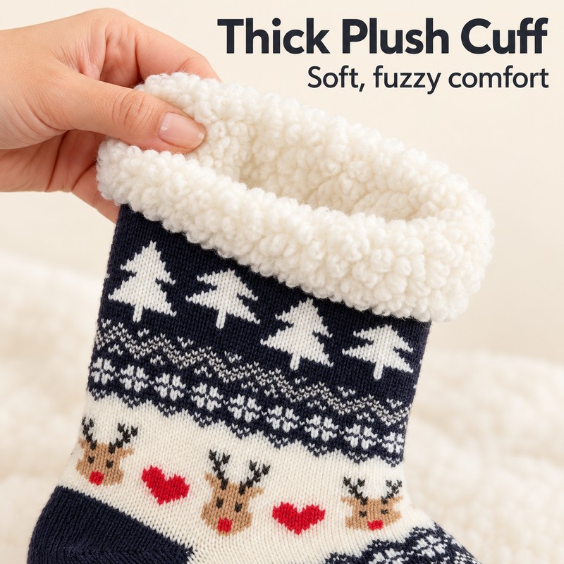Women's Fuzzy Slipper Socks – Thick Plush Winter Socks with