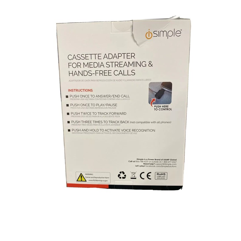 Isimple Cassette Adapter Music Streaming Hands Free Calling Through Car