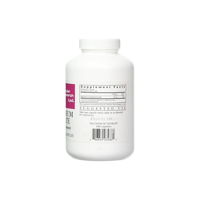 Cardiovascular Research Ecological Formulas Magnesium Taurate Capsule, 125 mg, 180