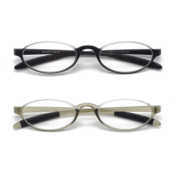 Flexible Reading Glasses Lightweight (Elastic Plastic) Reader,Half Round Frame Magnification
