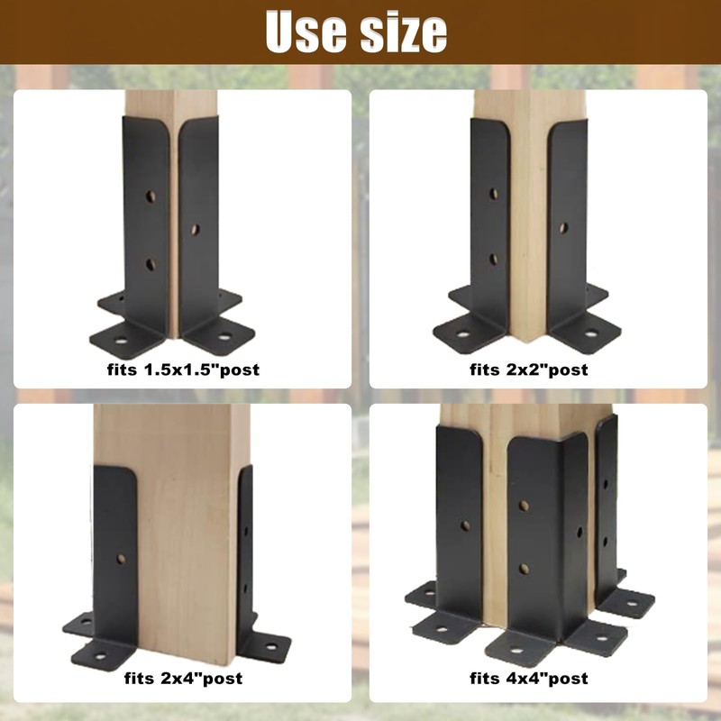 CNQLIS 4pcs Adjustable Deck Post Anchor Base Brackets Fit 1.5x1.5,