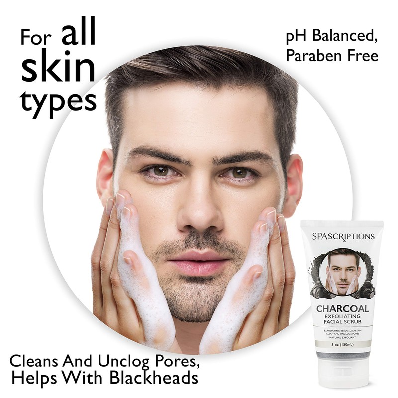 Spascriptions Charcoal Facial Cleanser Exfoliating Facial Scrub Face Wash with