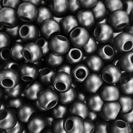 300 Black Matte Metallic Acrylic Large Hole Beads 12mm with 5.7mm Hole
