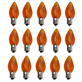 25 Pack C7 Led Replacement Bulbs, Commercial Grade 3 SMD LEDs in Each C7 Faceted Lights Bulb for Outdoor String Lights Decoration (Orange)