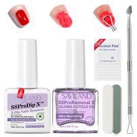 SAVILAND SSPro X Dip Powder Remover Kit: 2 Pcs Gentle & Easy Dip Nail Removal with Cuticle Oil Nail File Nail Scraper for Dipping Powder Gel Nail Polish No Need Soaking or Wrapping Home Use