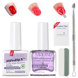 SAVILAND SSPro X Dip Powder Remover Kit: 2 Pcs Gentle & Easy Dip Nail Removal with Cuticle Oil Nail File Nail Scraper for Dipping Powder Gel Nail Polish No Need Soaking or Wrapping Home Use