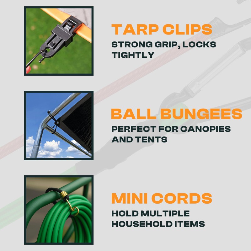 MOOK Heavy Duty Bungee Cords with Hooks, 20 - Pcs