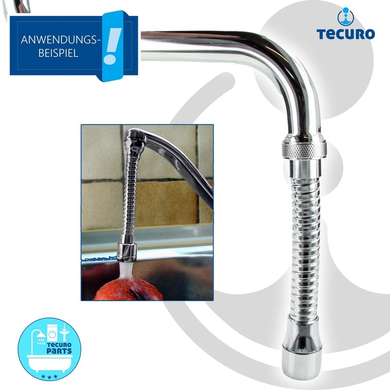 tecuro Outlet Hose for Fittings 135 mm Chrome-Plated Metal