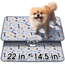 Hompet Washable Pee Pads for Dogs, 22"x14.5", 2-Pack Thick Heavy Absorbency Reusable Pee Pads Prevent Leakage Non-Slip, Pet Training Pads for Puppy Playpen, Crate, Potty, Floor, Bed, Sofa