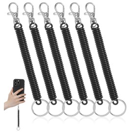 ValueBargain Retractable Spring Coil Keychain, 6Pcs Anti-Lost Stretchy Lanyard with Keyring Lobster Clasp Keychain, Suitable for Keys Wallet Cellphone