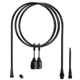 WOODGUILIN Outdoor LED String Lights, Pendant Light Cord with 2 Pendant Sockets, Patio Light String, Waterproof Reusable, 6.6ft E27 Pendant Light Kit No Bulb, for Bar, Garden, Backyard Lighting.(2m)