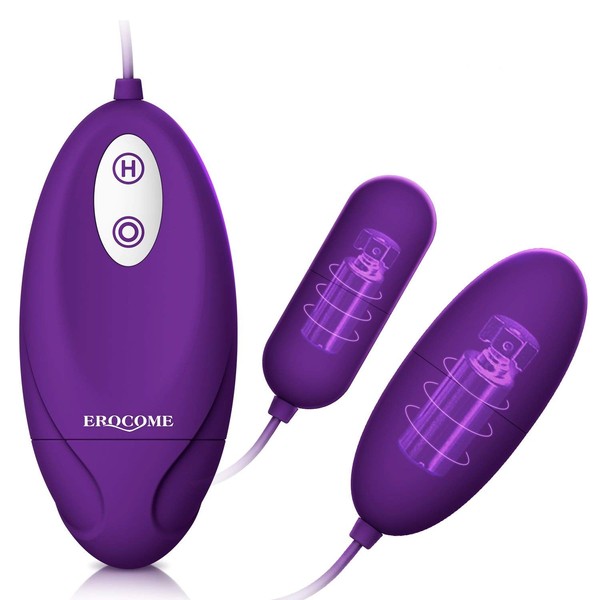 EROCOME - Huevo de bala de amor con 12 frecuencias, control por cable, silicona, juguete sexual para mujeres y parejas (doble)