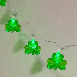 8.5Ft St Patricks Day Shamrocks String Lights Outdoor, 10 LED Clear Green Clover Lights for Indoor & Outdoor St Patricks Day Decorations Lights for Home Wedding Irish Party Patios Home Holiday, White